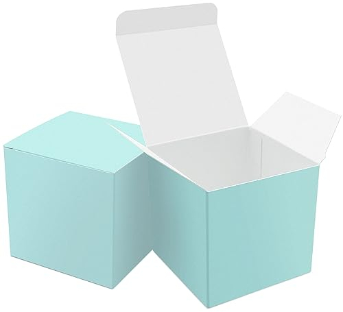 Oletx 25 Stück blaue Papier-Geschenkboxen, kleine Süßigkeitenboxen, Großpackung, 7,6 x 7,6 x 7,6 cm, Geschenkbox mit Deckel, Leckerei-Boxen für Partygeschenke, Geburtstagsgeschenke, Hochzeitsgeschenke