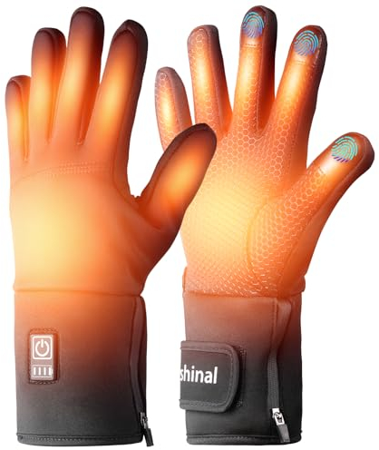 Beheizbare Handschuhe für Damen und Herren, Beheizte Handschuhe mit 7V 3000mA Dünne Wiederaufladbare Beheizte Handschuhe, 4-stufige Temperaturbeheizte, Geeignet zum Radfahren, Wandern, Skifahren