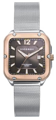 Viceroy 401188-75, Reloj Mujer Magnum, Estilo Deportivo, Caja Bicolor Acero, Esfera Gris, Malla de Acero, Impermeable 50m