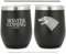 CSM Supply Winter is Coming – Thrones House Stark Edelstahl-Tasse, doppelt isoliert, ohne Stiel, 340 ml (1 Tasse), Metall-Trinkhalm mit Reinigungsbürste, Schwarz