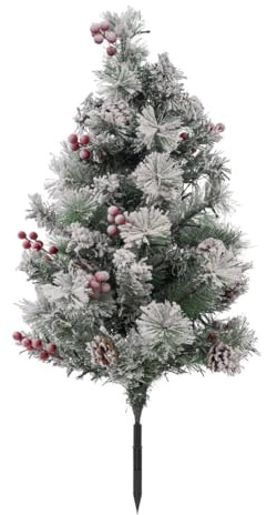 FEERIC LIGHTS & CHRISTMAS Árbol de Navidad Exterior para Plantar H 90 cm 50 LED Blanco cálido Solar