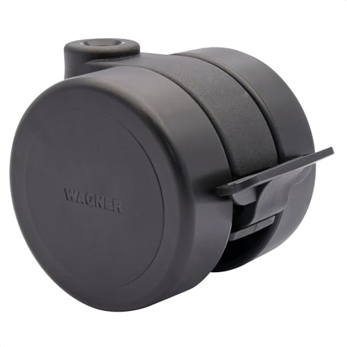 WAGNER Design Möbelrolle/Lenkrolle/Doppelrolle - hart - Durchmesser Ø 60 mm, Bauhöhe 62 mm, schwarz, Feststeller, Tragkraft 50 kg - Made in Germany - 01011501