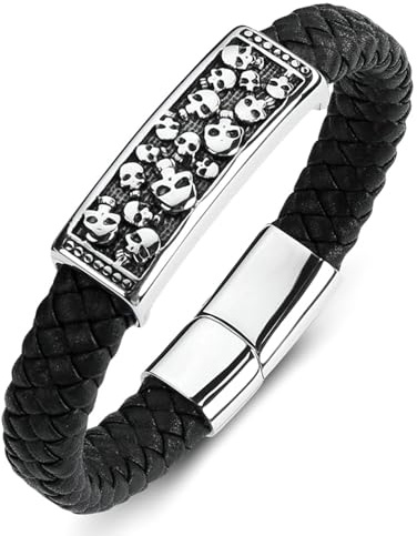 Aotiwe Lederarmband Herren Vintage, Süße Armbänder Schädel Armband für Herren Geschenk Beste Freundin