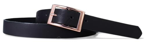 FRONHOFER Damengürtel Leder 2,5 cm, Schnalle roségold | Bundweite 85-125 cm, Rahmenschnalle mit Mittelsteg in Roségold, Leder 2-3 mm flach, Made in Germany