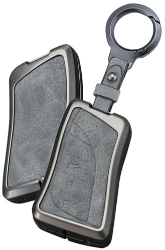 TECART Schlüsseltasche Smart Fernschlüssel Cover für Lexus UX200 UX250H US200 US260H ES200 ES350 LC500 LS500 LS500h UX ES GS NX Metall Schlüsselanhänger Abdeckung schlüsselschutz 3 Tasten-C Grau