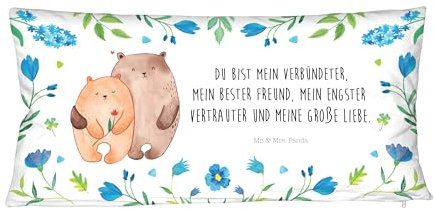 Mr. & Mrs. Panda 80x40 Pärchen Kissen Bären Liebe - Geschenk, Ehemann, Jahrestag, Geschenk Hochzeit, Pärchenkissen Set, Umarmung, Verlobung, Bärchen,