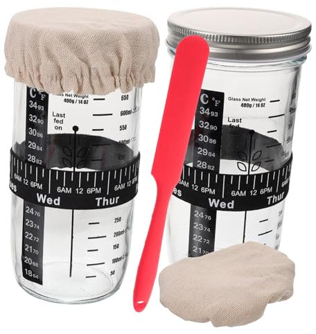 Amosfun 2juego Frascos De Vidrio para Fermentación Tarros para Masa Madre Recipiente para Masa Madre Kit De Boca Ancha Tanque De Vidrio para De Uso Cocina
