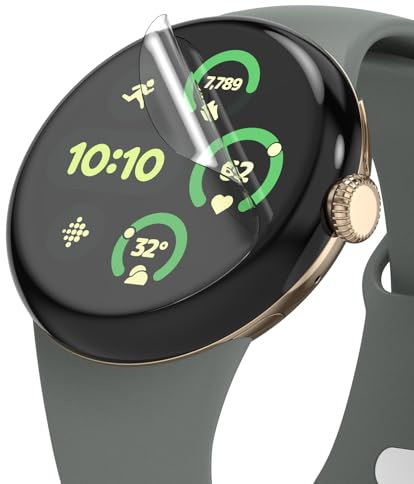 Ringke Dual Easy Film [3 Stück] Kompatibel mit Google Pixel Watch 3 45mm Schutzfolie, Volle Abdeckung Klar Displayfolie