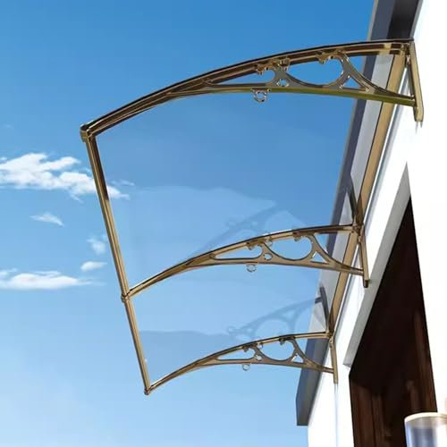 Tenda a baldacchino per porta d'ingresso, con copertura in policarbonato, staffa in alluminio color champagne, per finestre da patio, 60 x 80 cm