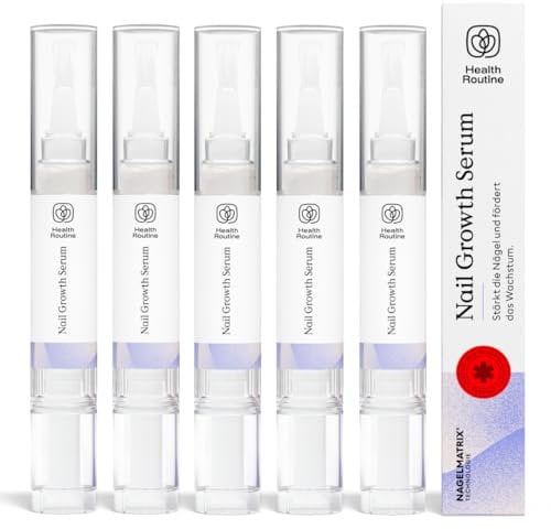 Health Routine Nail Growth Serum 5er Set — Nagelöl für gesunde Fingernägel & Fußnägel — Schnelles Wachstum — Natürlicher Nagelhärter mit Jojobaöl & Biotin