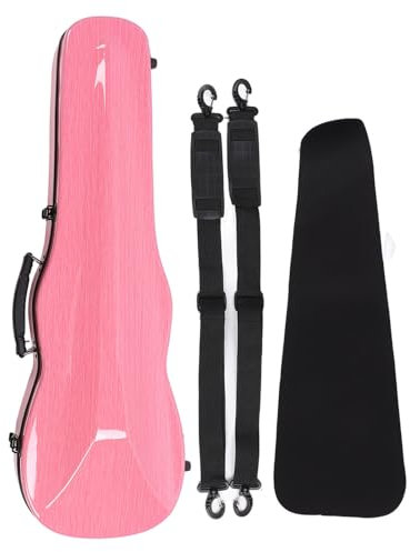 Keenso Geigenkoffer aus Kohlefaser, 4/4-Geigenkasten aus Leichtem Rosenholz mit 2 Riemen, Innen aus Weichem Samt, für 4/4 3/4 1/2 1/8 Violinen