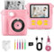 Sofortbildkamera Kinderkamera, 2.4 Zoll Bildschirm DIY Sofortbildkamera Kinder, 1080P HD-Video Digitalkamera für Kinder, mit 32GB SD Karte & Druckpapier, Geschenk für Mädchen ab 3-14 Jahren (Rose)