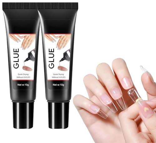 Solid Nail Glue Gel for Press on Nails, Nail Tips Strong Adhesive, Rhinestone Glue Gel, Cured Needed False Nail Glue, 3D Nail Art for Acrylic Decoration, Nail Extension Glue, Acrylic Nail Glue (2)