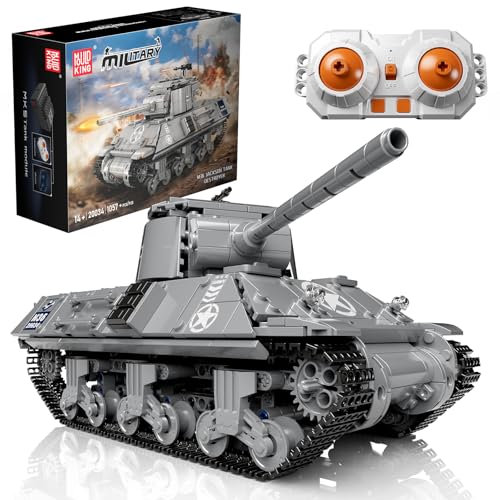 Mould King 20034 Technik Ferngesteuert Militär Panzer Bausteine Modell M36 Tank Klemmbausteine Modellbausatz mit Sound und APP Geschenk für Erwachsene und Jugendliche(1057 Teile)