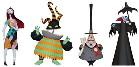 Hallmark Keepsake Halloween Ornaments 2025, Disney Tim Burton's The Nightmare Before Christmas Citizens of Halloween Town, Set of 4, Gifts for The Nightmare Before Christmas Fans