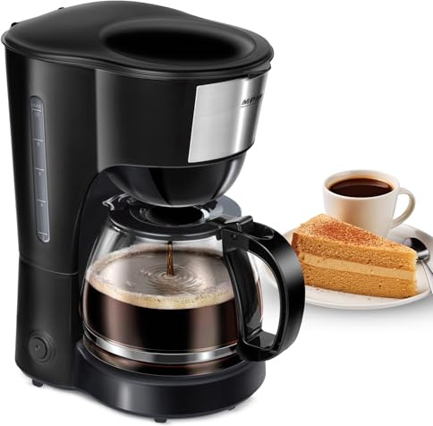 MPM Kompakte Filterkaffeemaschine MKW-12 – Kaffeemaschine mit 1,25 Liter Glaskrug - 30-Sekunden-Tropfstopp - Automatische Abschaltung - Wärmehalteplatte