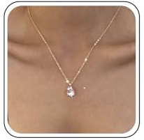 TseenYi Collier Pendentif Goutte D'eau Rose