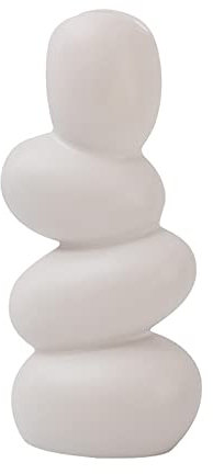 Seasonal Front Door Wreath Abstract Art Sculpture Egg Vase Pebble Flower Arrangement Home Chinese Antique Ceramic Ornaments (White, One Size)