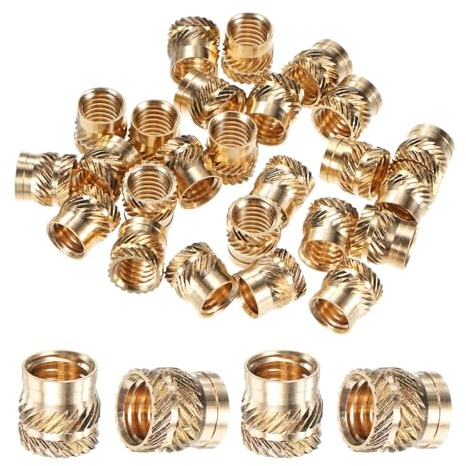 M METERXITY 25-Pack Threaded Inserts - M8 x 10mm L x 10mm OD Brass Heat Set Insert Nuts, for 3D Printing Components/Plastic Parts/Miniature Electronics Female Metric Knurled Nuts