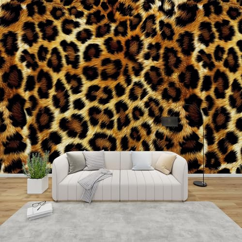 PaxGloz Fototapete Leopardenmuster Tapete Leoparden Gold Tapeten Vliestapete Modern Wandtapete Wohnzimmer Schlafzimmer Kinderzimmer Wanddeko Motivtapeten 300 x 210 cm (B x H)