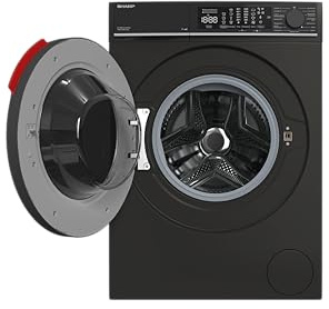 Sharp Waschmaschine ES-WNFL014CMDA-DE – 10 kg – 1400 U/min – Energieklasse A – Inverter Motor – WiFi – AquaStop – Dampf – Touch Display – Mattschwarz – Frontlader