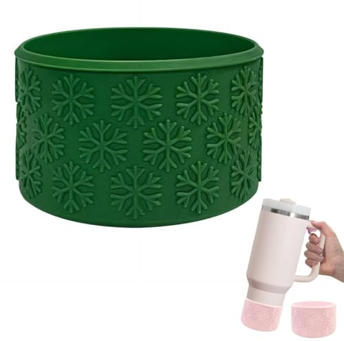 Silicone Cup Boot for Stanley – Snowflake Texture Bottom Protector for 12-40 Oz Tumblers, Anti-slip Sleeve (Green)