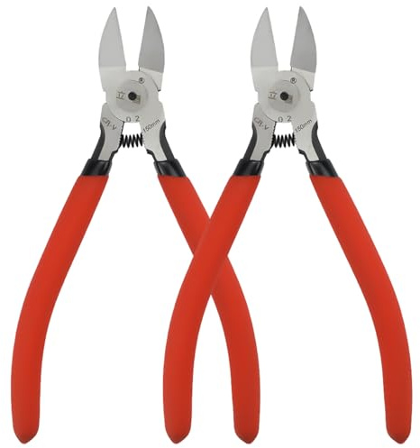 XxinXrong 6 Inch Wire Cutters 2 Pack, Spring Loaded Side Cutting Pliers with Flush Cutter & Red Grip for Craft, DIY, Electronics