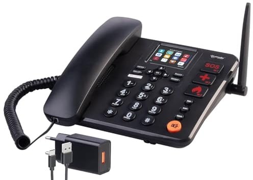 simvalley Communications Telefono per Anziani: Telefono da Tavolo 4G, TTF-410, Senza contratto e SIM Lock, Dual-SIM (Grande, da Tavolo con Display a Colori)