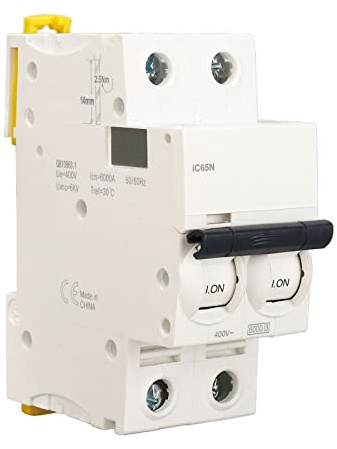 Interruttore Bipolare Magnetotermico, Protezione Sovraccarico Cortocircuito Isolamento Controllo AC400V 2P, Custodia PA66, per Edifici Civili Commerciali e Siti Industriali (10A)