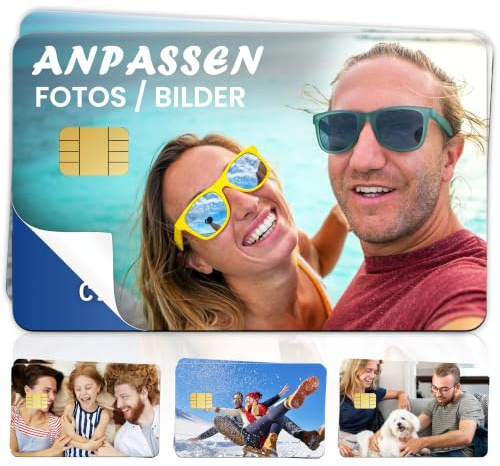 Aiom Personalisierte Bankkarten Aufkleber mit Foto & Text, Individuelle EC-Karten Skin & Kreditkarten Sticker, Wasserfeste Folie mit Chip-Aussparung, Lustiges Geschenk für Männer Frauen