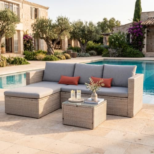 EVRE Malibu Garden Sofa Set, Natural