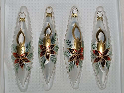 Jingle Bells Lauscha Christbaumkugel Christstern, Olive 4 Stck. per Box