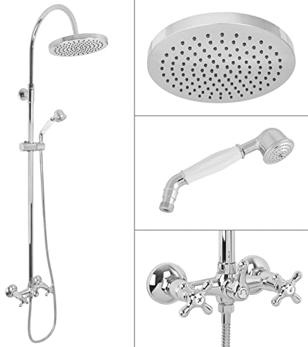 Welfenstein Nostalgie Aufputz-Set 2D-1482 Regendusche 20cm Duscharmatur Aufputzmontage Retro Kreuzgriff