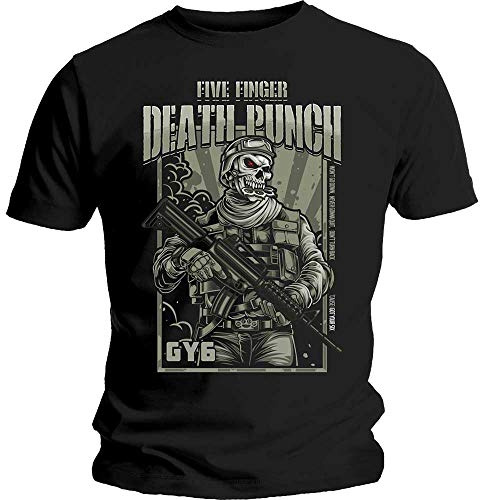 Five Finger Death Punch Men's War Soldier Black T-Shirt