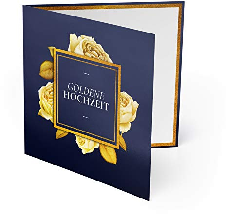 (10 x) Goldene Hochzeit Einladungskarten Goldhochzeit 50 Jahre Einladung - Rosen