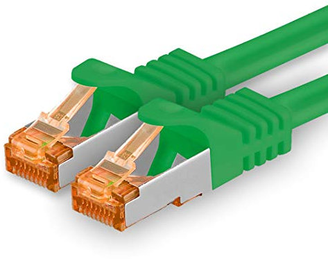 Cat7 Cable de Red Ethernet LAN - 10m - Verde - 1 Pieza Cat 7 Sftp Pimf Lszh - 10 GB s RJ45 Connectores Cat6a compatible con Cat5 Cat6 Cat.7 Cat8
