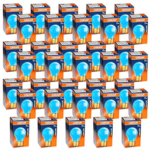 35 x Osram Glühbirne 11W E27 Glühlampe 11 Watt Glühbirnen Glühlampen Party Deco dimmbar (Blau)
