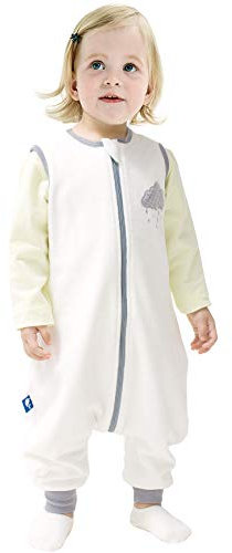 ililmmoe Gigoteuse Unisexe Printemps Automne avec Pieds 1-4 Ans Pyjama, Doublure Coton TOG1.5 Blancs Nuages/L