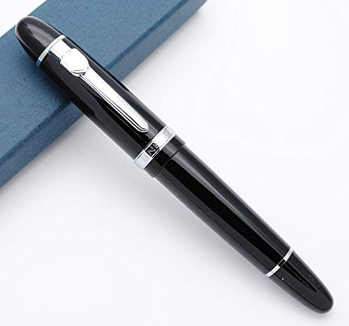 JINHAO 159 Fountain Pen (Black with Silver Clip, M Nib)
