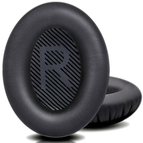 QOQOON Professionelle Ersatz-Ohrpolster für QuietComfort 35 (QC35) & Quiet Comfort 35 II (QC35 II) Kopfhörer mit weicherem Leder mit Geräuschunterdrückung, Schaumstoff, QC35/35ii, schwarzes Kissen +