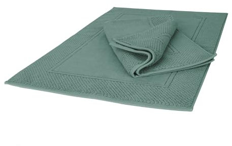 Ruggeri - Set 2 Tappeti Bagno 50x80 cm - 100% Cotone Extra Morbido - Collezione Let's Color! (Verde)