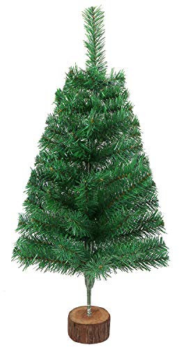 VEYLIN Künstlicher Mini-Weihnachtsbaum mit 80 Spitzen, 60 cm, mit Holzständer