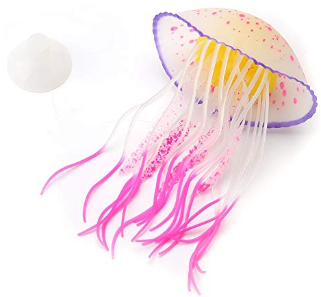 Aquarium Ornament Quallen, Simulation künstlich leuchtende Quallen Silikon Quallen Aquarium Dekoration(rot)