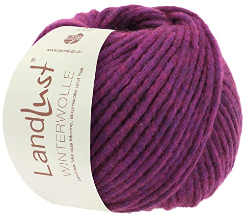 LANA GROSSA Landlust Winterwolle | Soffilo mit Yakfasern | Handstrickgarn aus 50% Schurwolle (Merino), 35% Baumwolle & 15% Yak | 50g Wolle zum Stricken & Häkeln | 70m Garn FB6