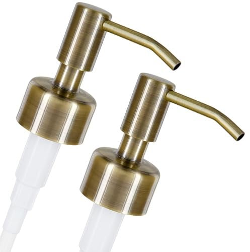 ALTGLAS 2 Stück von Seifenspender Pumpkopf Budapest - Doppelpack Edelstahl Pumpaufsatz mit 28mm Gewinde als Ersatz Pumpe und Upcycling Seifen Spender zu Bauen mit Jacky Flaschen (Vintage Bronze)