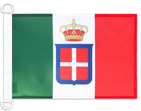BANDERA NAUTICA del REINO DE ITALIA CORONA 45x30cm - Pabellón de conveniencia ITALIANA REAL 30 x 45 cm anillos - AZ FLAG