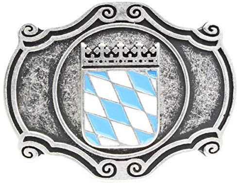 BELTINGER Gürtelschnalle Wappen Bayern 4,0 cm | Buckle Wechselschließe Gürtelschließe 40mm Massiv | Für die Tracht | Altsilber mit Emaille