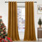 PONY DANCE Ochre Velvet Curtains - 1 Pair of Thermal Blackout Curtains Elegant Home Decor Window Treatment for Nursery Room/Girls Bedroom, Eyelet Blackout Curtains 52x90