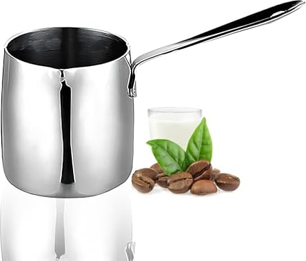 Cafetera Turca, Cafetera Estufa, Acero Inoxidable, Olla de Salsa,Calentador de Leche, Para Hacer Café con Leche Art, Cappuccino, Espresso,Griego árabe Cezve Ibrik Briki cafetera expreso, 14 oz