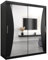 ABIKSMEBLE Monaco 180 Armario 2 Puertas Correderas para Dormitorio - Armario Moderno con Espejo, Barra y Estantes - 180x200x62 cm (Ancho x Alto x Fondo) - Negro Mate